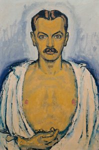 自画像，约 1915 年（纸板上的布面油画） 作者 科洛曼·莫泽（Koloman Moser）