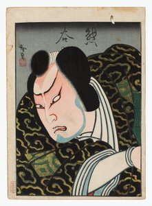 约 1848 年，饰演熊谷的小野江玉藏（单张大阪版画） 作者 小西广定