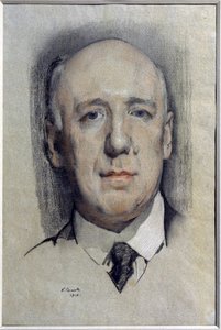 作家 F. Sologub（费奥多尔-索洛古布）（1863-1927 年）肖像。康斯坦丁（康斯坦丁）-安德列耶维奇-索莫夫（1869-1939 年）的作品，纸上水彩画 作者 康斯坦丁·安德烈维奇·索莫夫