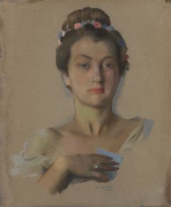 亚历山德拉·列夫琴科的肖像，1934年 作者 康斯坦丁·安德烈维奇·索莫夫