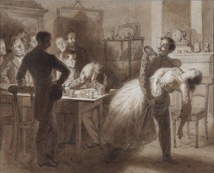 莱蒙托夫的《坦波夫财务官的妻子》一诗的插图，1862年 作者 康斯坦丁·德米特里耶维奇·弗拉维茨基