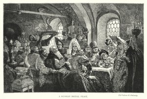A Russian Bridal Feast (engraving) 作者 康斯坦丁·埃戈罗维奇·马科夫斯基