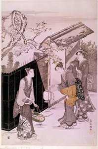 Back from poetic evening in spring Japanese print by Shunman Kubo (1757-1820). Paris, Guimet Museum, National Museum of Asian Arts 作者 久保申曼