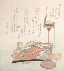 烛台和风扇，19世纪。 作者 久保顺曼