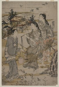 有盐桶的妇女，武藏省野田多摩河，1780年代后期。 作者 久保顺曼
