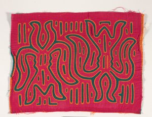 衬衫镶片（mola），c.1950（贴花棉） 作者 库纳印第安文化