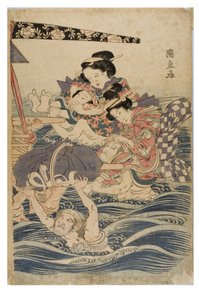 年轻女子出游的春景，约1786-1864（纸上木版画）