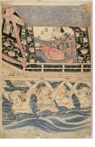 年轻女子出游的春景，约1786-1864（纸上木版画）
