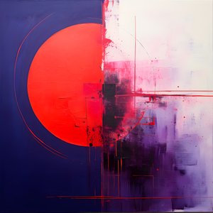 紫色圆圈和红色圆圈的抽象绘画 1