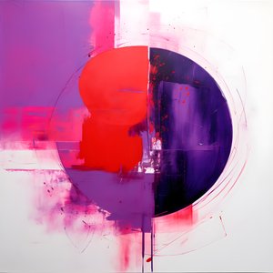 紫色圆圈和红色圆圈的抽象绘画2