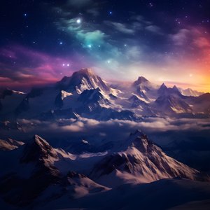 阿尔卑斯山白雪皑皑的山峰在夜色中如彩虹般熠熠生辉 4