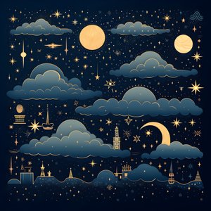 这是一组孤立的奇幻天空元素插图 1