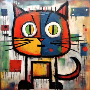 可爱的猫，毕加索、胡安·米罗和巴斯奎特的风格 2