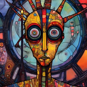 嘉年华卡真沼泽突变科幻机器人，采用蒂姆·伯顿和贝克辛斯基的艺术风格 4