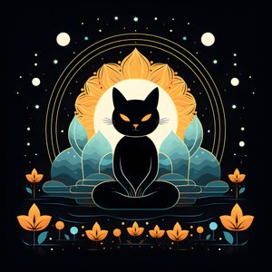 坐在莲花上打坐的猫 3