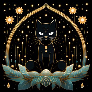 坐在莲花上打坐的猫 4
