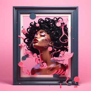 粉色木框中的黑人妇女艺术作品，宣告她是坚强的 2