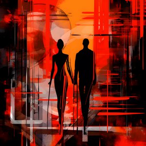 男人穿红色，女人穿橙色和黑色 2