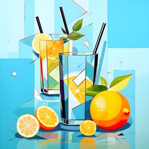 柠檬海报，柠檬鸡尾酒，薄荷 2