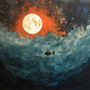 两艘船静静地划过漆黑的海水，驶向旋转的卡律布狄斯河，满月是北海空旷世界中唯一的光芒。 1 作者 Kurt Heppke