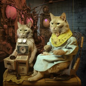 两只拟人化的雌雄猫，库布里克式合成 2