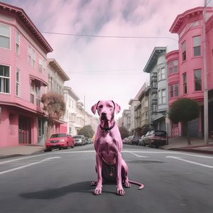 圣弗朗西斯科市中央的粉红狗 1 作者 Kurt Heppke