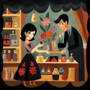 黑发短发女子向店主付钱，黑市 4