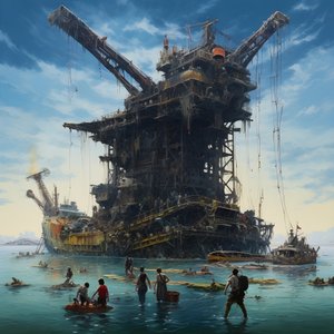 大型沉船被起重机拉出海面2 作者 Kurt Heppke