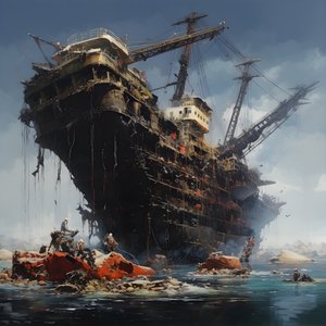 大型沉船被起重机拖出海面 3
