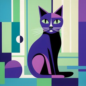 银色的猫咪图案与现代主义的简洁线条形成鲜明对比 3
