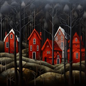 森林中的四座红房子 3 作者 Kurt Heppke