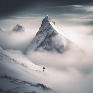 两个人在云山上滑雪 1