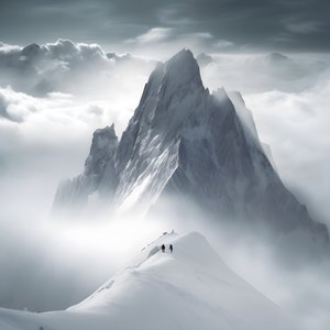 两个人在云山上滑雪 4
