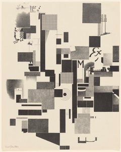 无题》，作品集《Merz 3》中的 6 幅作品之 2。库尔特-施维特斯 6 幅 Lithos。默兹地图。Merzverlages 的第二张地图（Merz 3.库尔特-施维特斯 6 幅 Lithos.默兹作品集。Merz 出版社的第一本作品集) 作者 库尔特·史威特