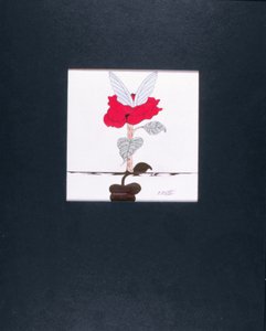 盛开的天使》，2005 年（纸上彩色铅笔和黑色墨水）
