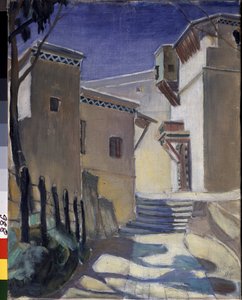 La casbah (kasbah), Algerie (Casbah, Algeria) - Peinture de Kuzma Sergeyevich Petrov Vodkin (Petrov-Vodkin) (Kouzma Petrov Vodkine) (Petrov-Vodkine) (1878-1939), huile sur toile 作者 库兹马·谢尔盖维奇·彼得罗夫·伏特金
