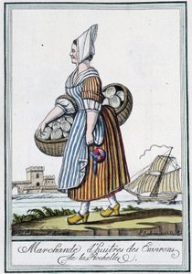 拉罗谢尔 (Charente Maritime) 附近的 oyitres 商人 - J. Grasset St Sauveur 着的“”Encyclopédie des voyages”，巴黎德隆 作者 LF Labrousse