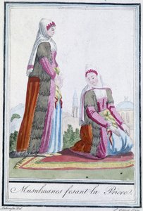 祈祷中的穆斯林 - 在 J. Grasset St Sauveur 编的“”Encyclopédie des voyages”中。 德罗伊, 巴黎 作者 LF Labrousse