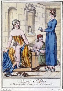 供土耳其妇女使用的公共浴室 - J. Grasset St Sauveur 的“旅行百科全书”，巴黎德罗伊 作者 LF Labrousse