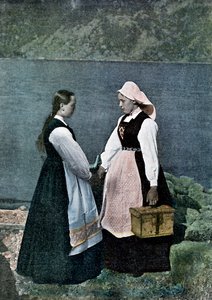 挪威Sognafjorden的女邮递员，约1890年 作者 L·布朗热