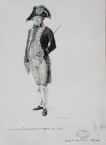 穿着1776年制服的法国领事（纸上水笔）。