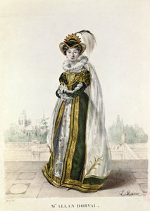 玛丽·多尔瓦尔（1798-1849）由维克多·雨果（1802-85）在马里昂·德洛梅（Marion Delorme）在圣马丁剧院（Theatre de la Porte Saint-Martin）拍摄，由F. Noel雕刻 作者 马林