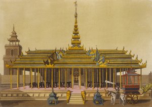 暹罗国王在他的展馆中展示了Courtiers，来自Jules Ferrario的Le Costume Ancien et Moderne的69号板，由Gaetano Zancon（1771-1816）镌刻，发表于1820年代至30年代 作者 罗西