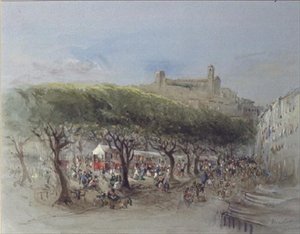 市场，戛纳（水彩） 作者 Honoria Cadogan夫人