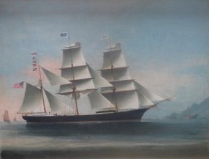 Dioscuren 号驳船抵达香港，1885 年，黎松创作 作者 来成