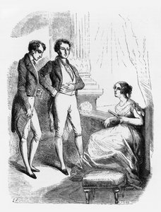 Rastignac介绍了德纳金根夫人，来自Honore de Balzac（1799-1850）的&39;Le Pere Goriot&39;的插图 作者 莱讷