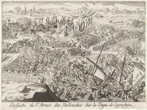 Strijd om de Kauwensteinse dijk，1585 年
荷兰军队在考文施泰因堤坝上的失败（标题见实物） 作者 兰伯瑞克因