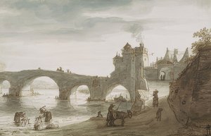 桥梁在卢浮宫在昂布瓦斯。 1640年代