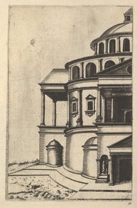 建筑物的局部视图[Templum Isaiae Prophetae]，来自 "Ruinarum variarum f... "系列，1554。
