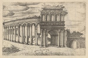 波尔多的露天剧场[Teatrum Bordeos, Transitorium Caesaris]，来自 "Ru... "系列，1554。